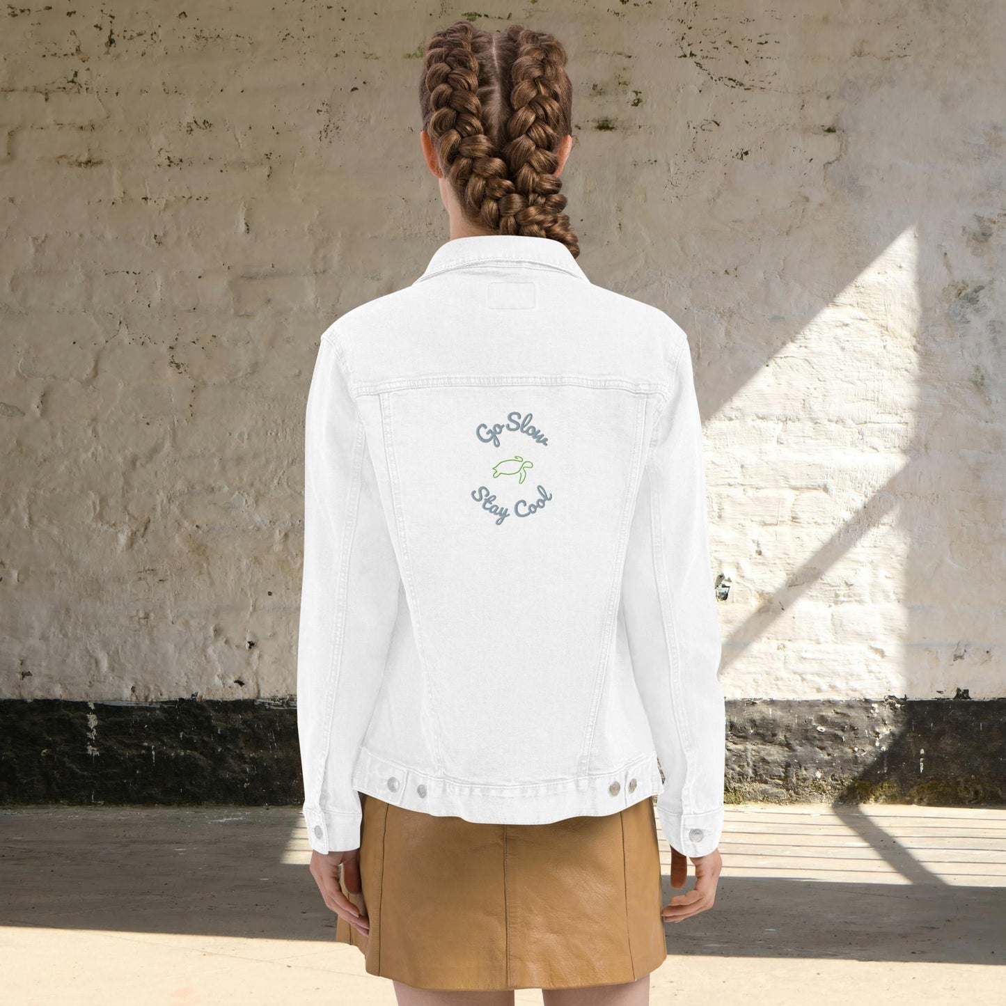 Go Slow, Stay Cool – Vintage-Inspired Embroidered Denim Jacket | Unisex Fashion
