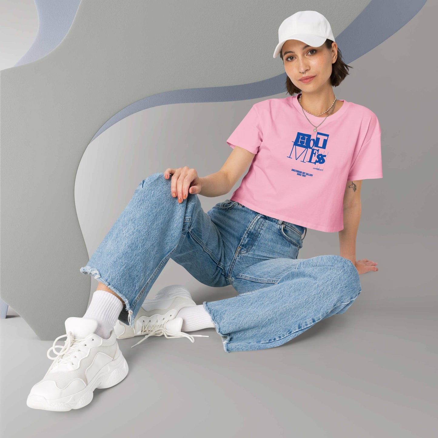 Funny Grunge Typography Crop Top for Woman - Hot Mess Tee