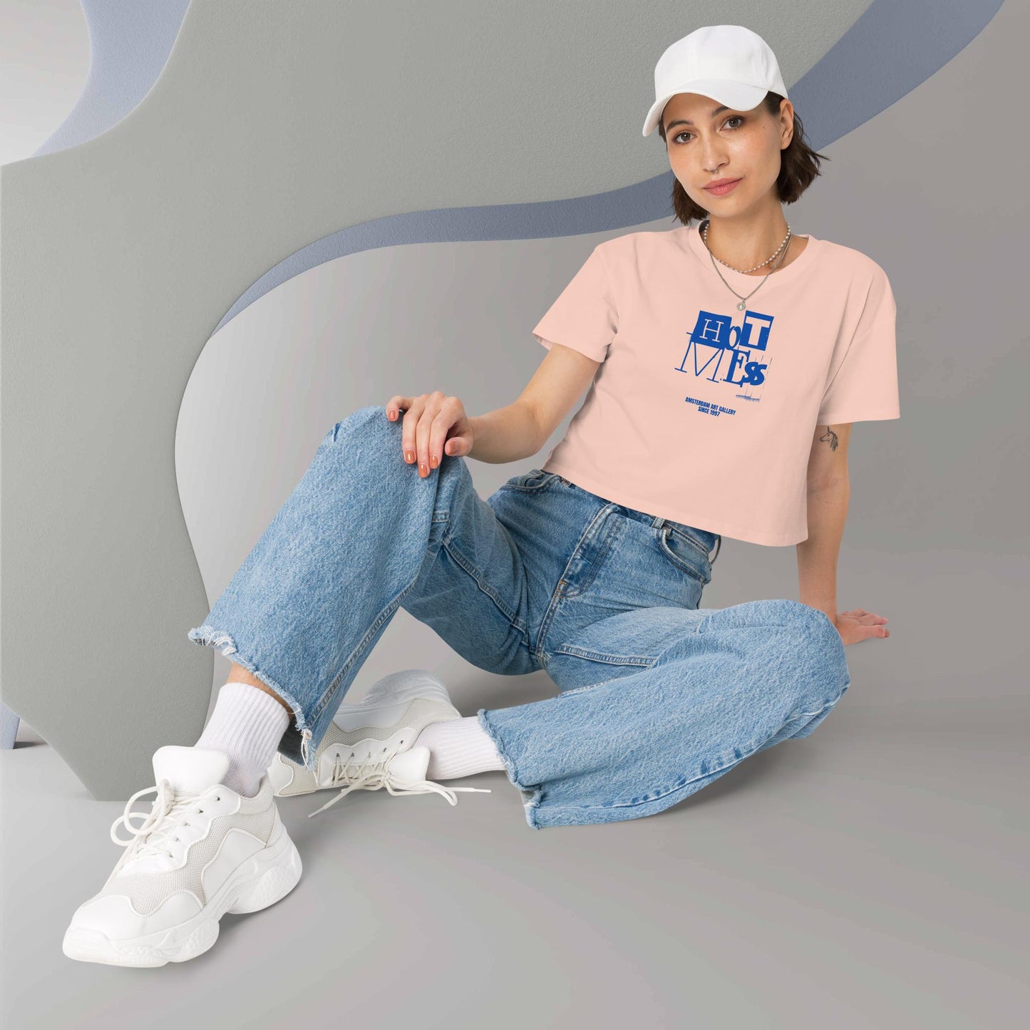 Funny Grunge Typography Crop Top for Woman - Hot Mess Tee