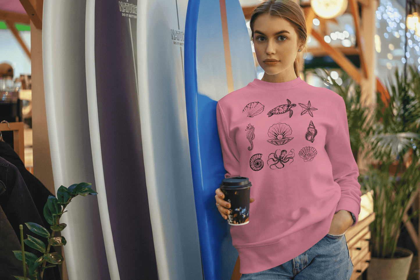 Unisex Ocean Life Sweater - Seahorse, Turtle, Octopus Design