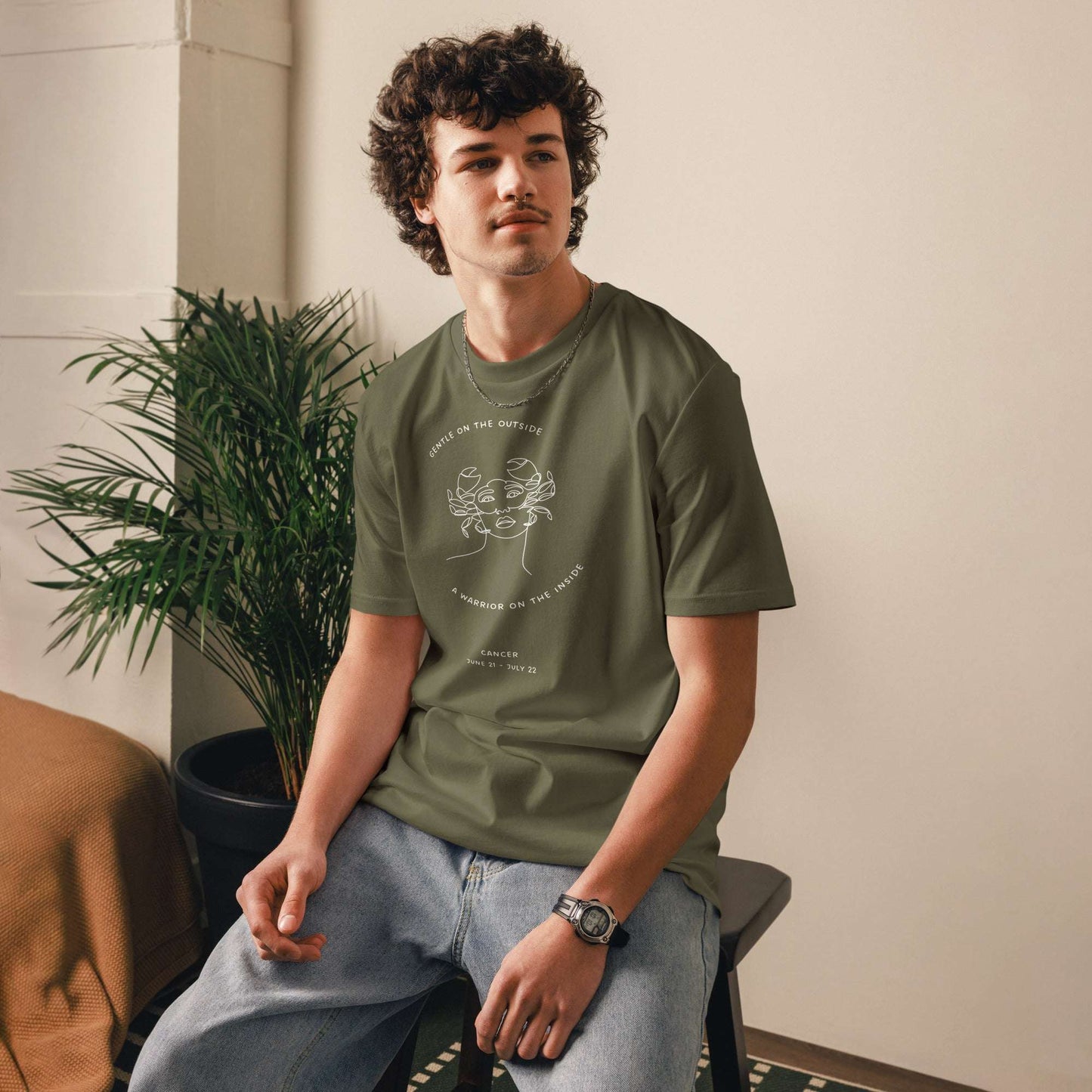 Supportive Gentle Warrior Cancer Zodiac Organic Cotton Tee